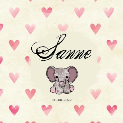 Gevouwen kaart "Olifant met hartjes"