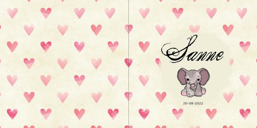 Gevouwen kaart "Olifant met hartjes" Gevouwen kaart "Olifant met hartjes"