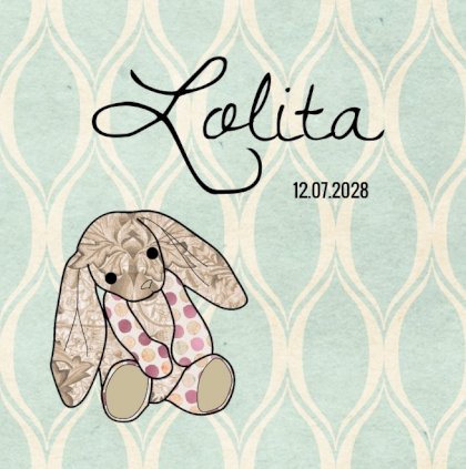 Gevouwen kaart "Konijntje mintgroen"