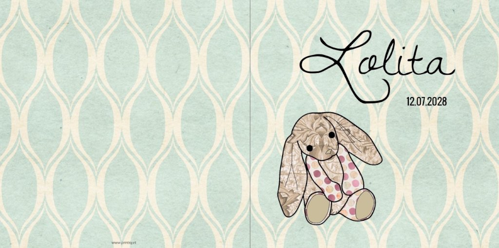 Gevouwen kaart "Konijntje mintgroen" Gevouwen kaart "Konijntje mintgroen"