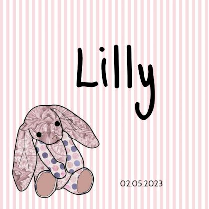 Gevouwen kaart "Konijntje oud roze"