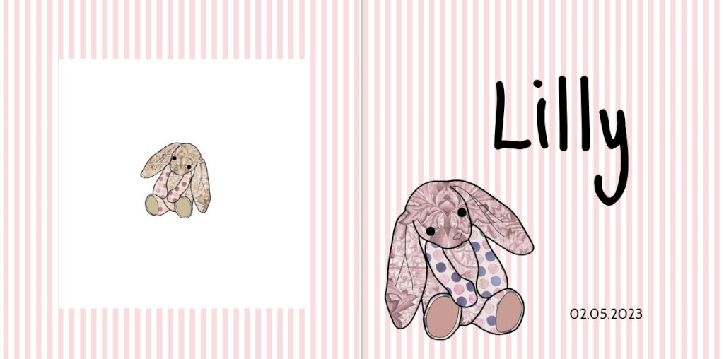 Gevouwen kaart "Konijntje oud roze" Gevouwen kaart "Konijntje oud roze"