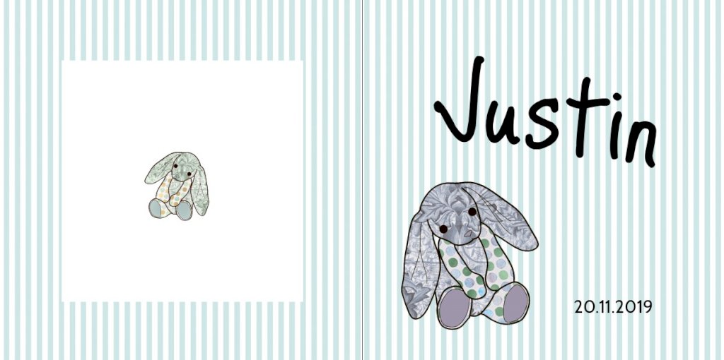 Gevouwen kaart "Konijn blauw" Gevouwen kaart "Konijn blauw"