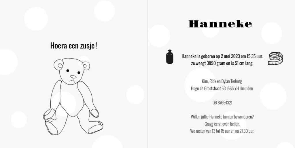 Gevouwen kaart "Beertje Klassiek" Gevouwen kaart "Beertje Klassiek"