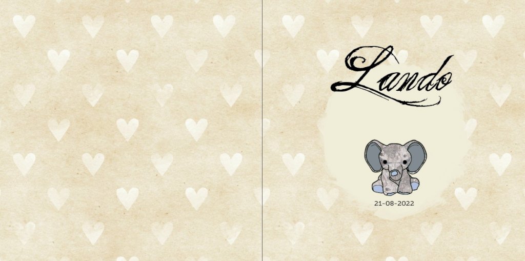 Gevouwen kaart "Olifantje hartjes" Gevouwen kaart "Olifantje hartjes"