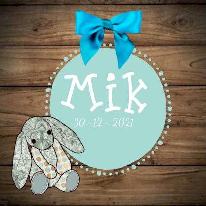 Gevouwen kaart "Konijn blauw strikje" Gevouwen kaart "Konijn blauw strikje"