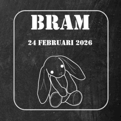 Gevouwen kaart "Konijntje krijtbord"