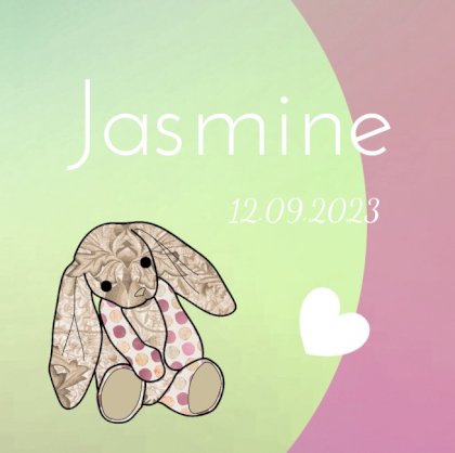 Gevouwen kaart "Konijntje met hart"