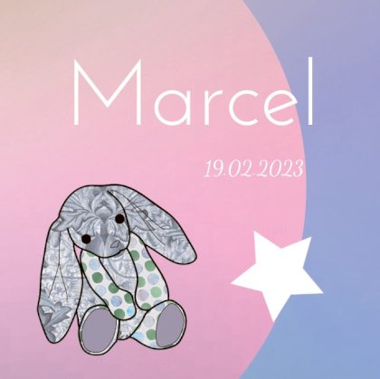 Gevouwen kaart "Konijntje met ster" Gevouwen kaart "Konijntje met ster"