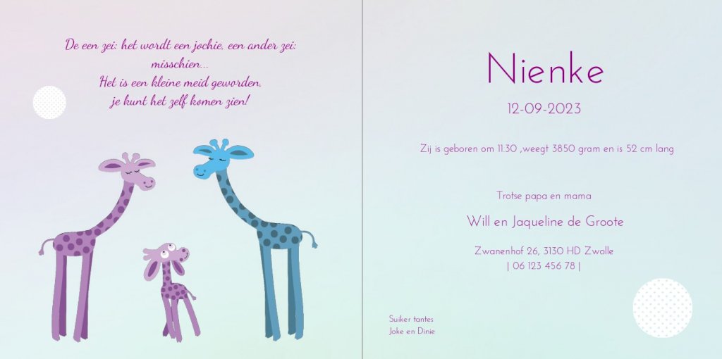 Gevouwen kaart "Giraffe groen" Gevouwen kaart "Giraffe groen"