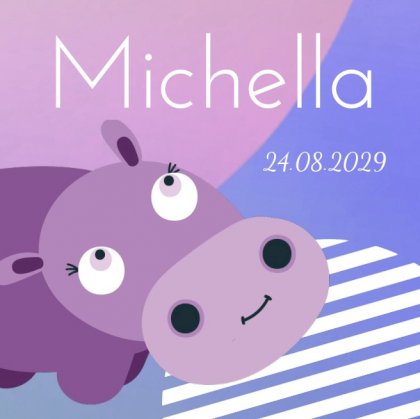 Gevouwen kaart "Nijlpaard paars"