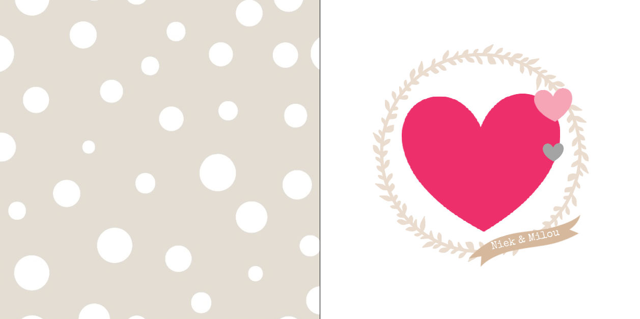 Gevouwen trouwkaart "Roze hartjes" Gevouwen trouwkaart "Roze hartjes"