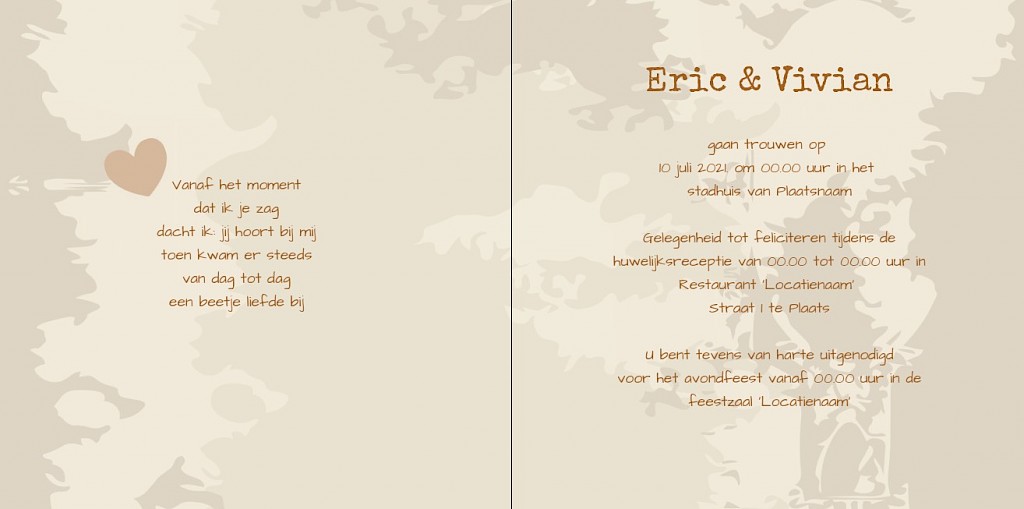 Gevouwen trouwkaart "Wij gaan trouwen" Gevouwen trouwkaart "Wij gaan trouwen"