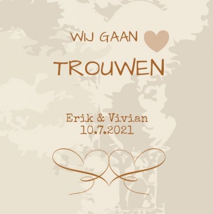 Gevouwen trouwkaart "Wij gaan trouwen" Gevouwen trouwkaart "Wij gaan trouwen"