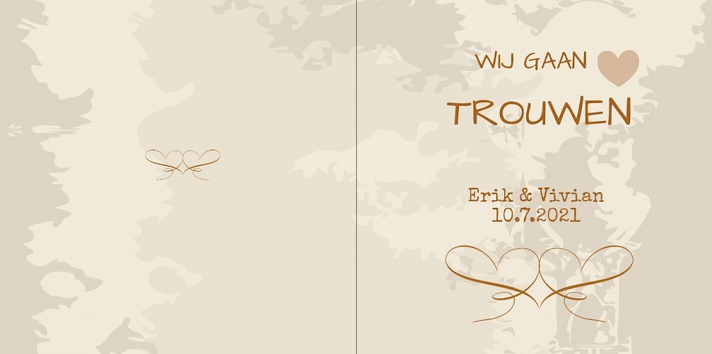 Gevouwen trouwkaart "Wij gaan trouwen" Gevouwen trouwkaart "Wij gaan trouwen"