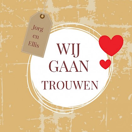 Tentkaart "Oud bruin met hartjes" Tentkaart "Oud bruin met hartjes"