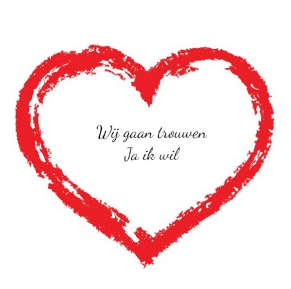 Gevouwen trouwkaart "Rood hart"