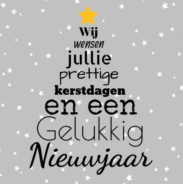 Mooie grijs kaart met een kerstboom bestaande uit tekst